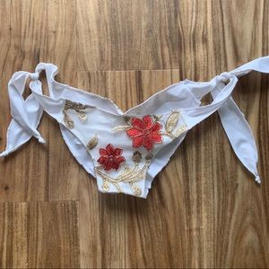 White embroidered bikini bottoms
